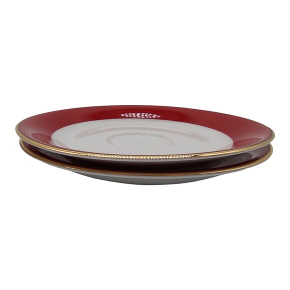 Service for Two 4 Piece Ten Strawberry Street Red Gold Cup Saucer Dish Gift Set - Picture 7 of 11